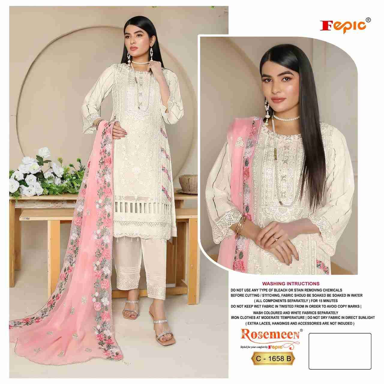 Fepic 1658 Colours By Fepic 1658-B To 1658-D Series Beautiful Pakistani Suits Colorful Stylish Fancy Casual Wear & Ethnic Wear Pure Georgette Embroidered Dresses At Wholesale Price