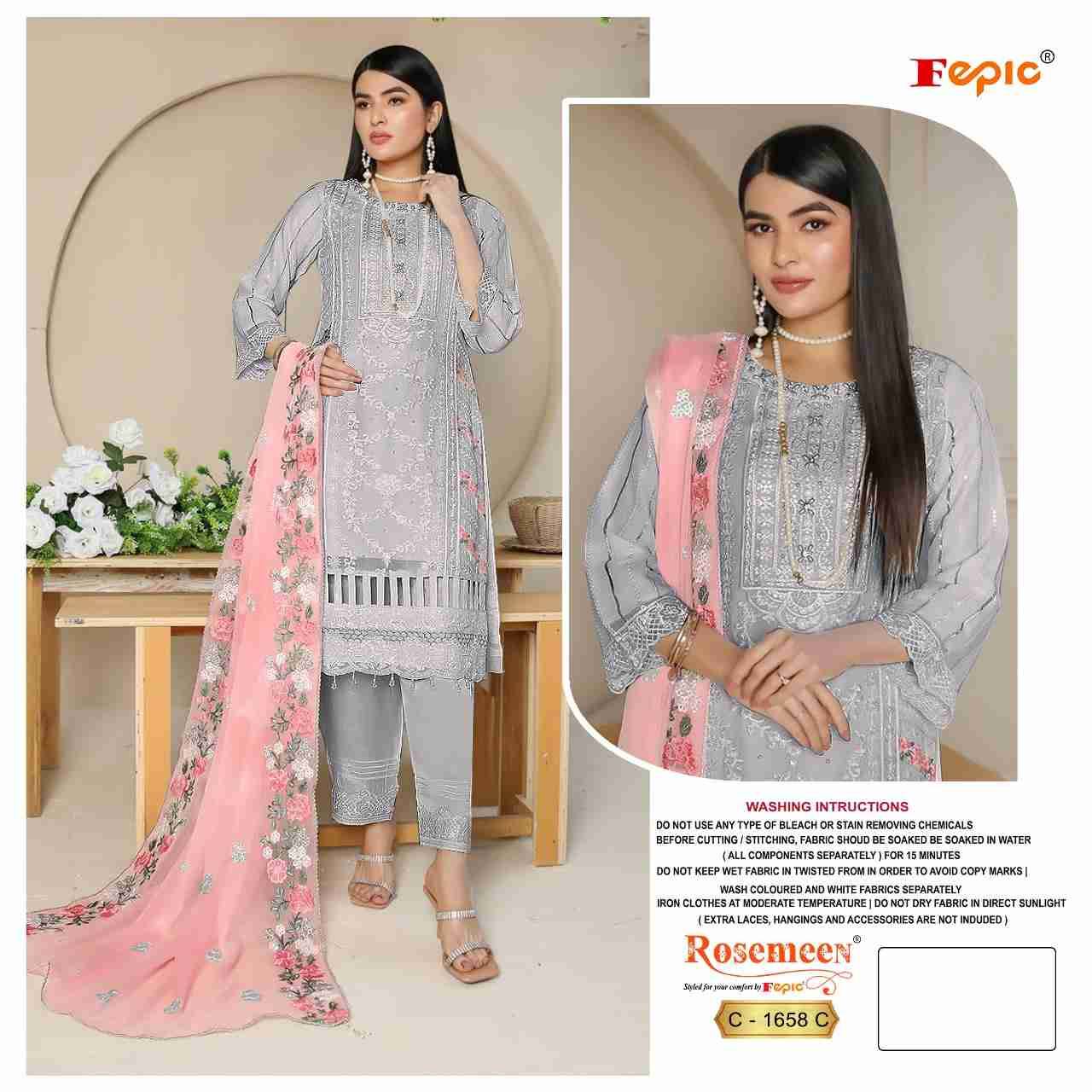 Fepic 1658 Colours By Fepic 1658-B To 1658-D Series Beautiful Pakistani Suits Colorful Stylish Fancy Casual Wear & Ethnic Wear Pure Georgette Embroidered Dresses At Wholesale Price