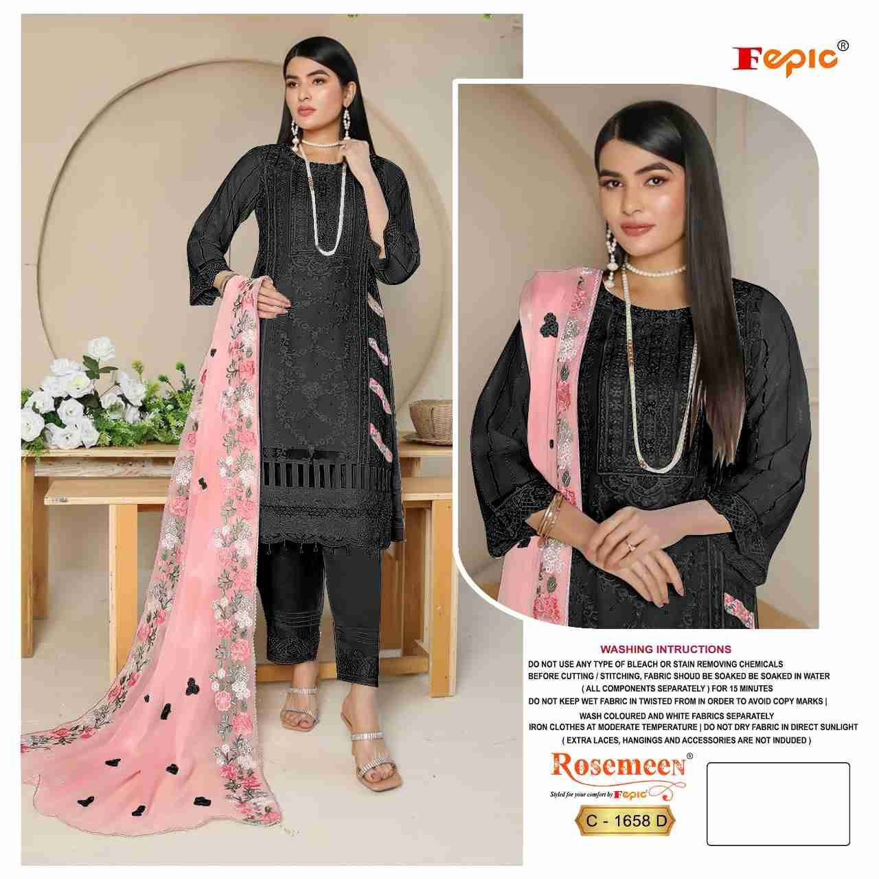 Fepic 1658 Colours By Fepic 1658-B To 1658-D Series Beautiful Pakistani Suits Colorful Stylish Fancy Casual Wear & Ethnic Wear Pure Georgette Embroidered Dresses At Wholesale Price