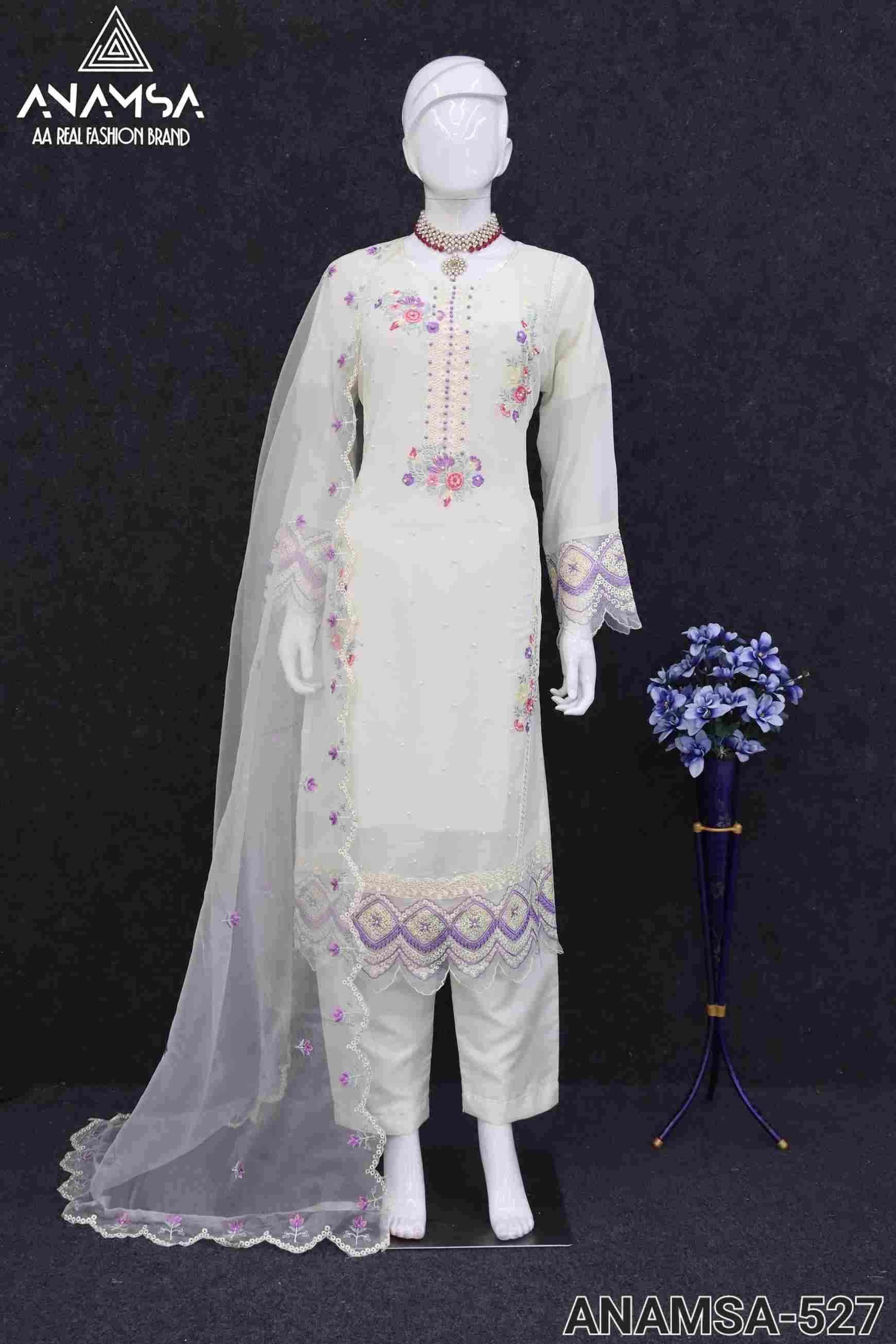 Anamsa Hit Design 527 By Fashid Wholesale Beautiful Pakistani Suits Colorful Stylish Fancy Casual Wear & Ethnic Wear Pure Faux Georgette Embroidered Dresses At Wholesale Price