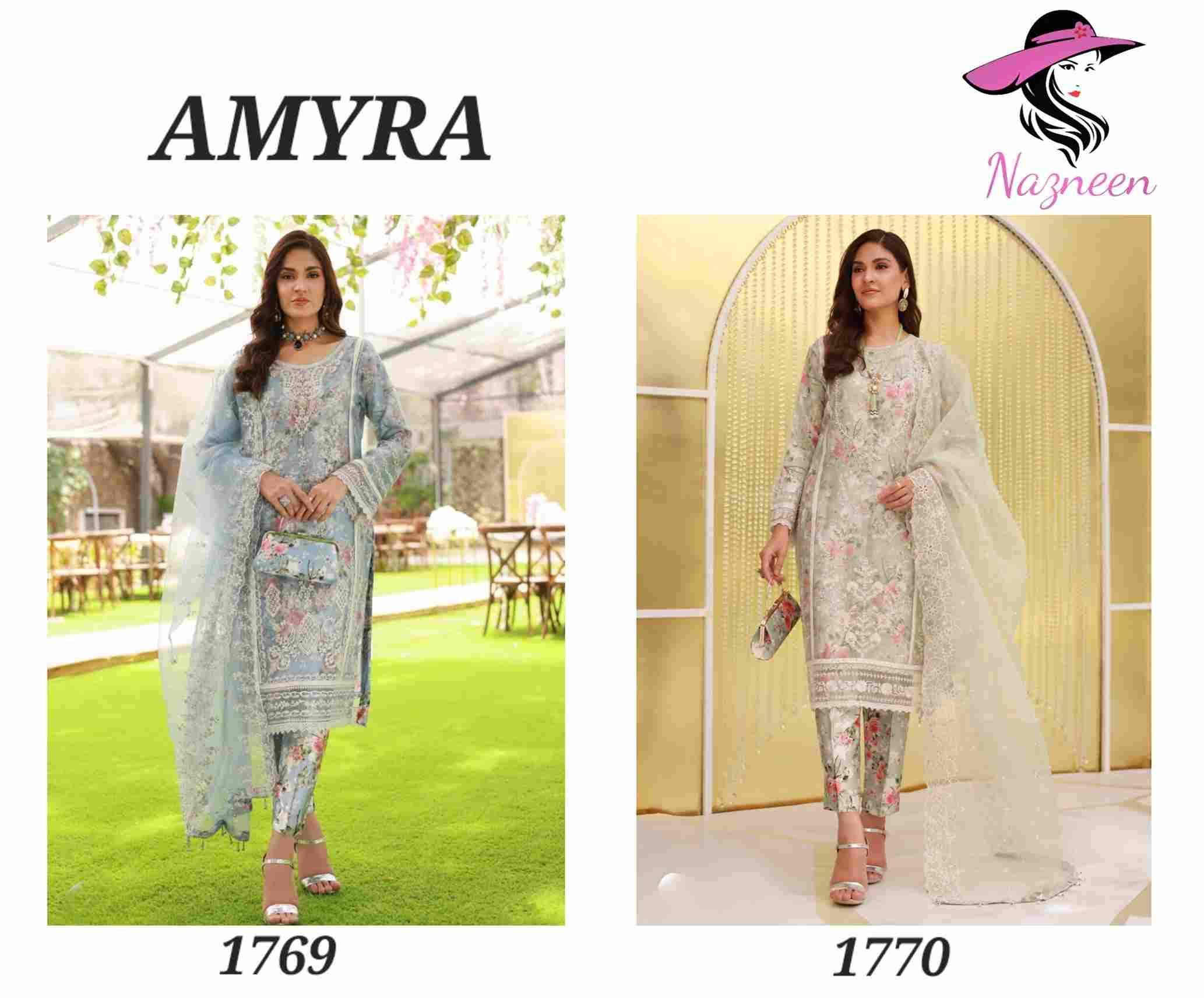 Amyra By Nazneen 1769 To 1770 Series Festive Suits Beautiful Fancy Colorful Stylish Party Wear & Occasional Wear Heavy Organza Embroidered Dresses At Wholesale Price