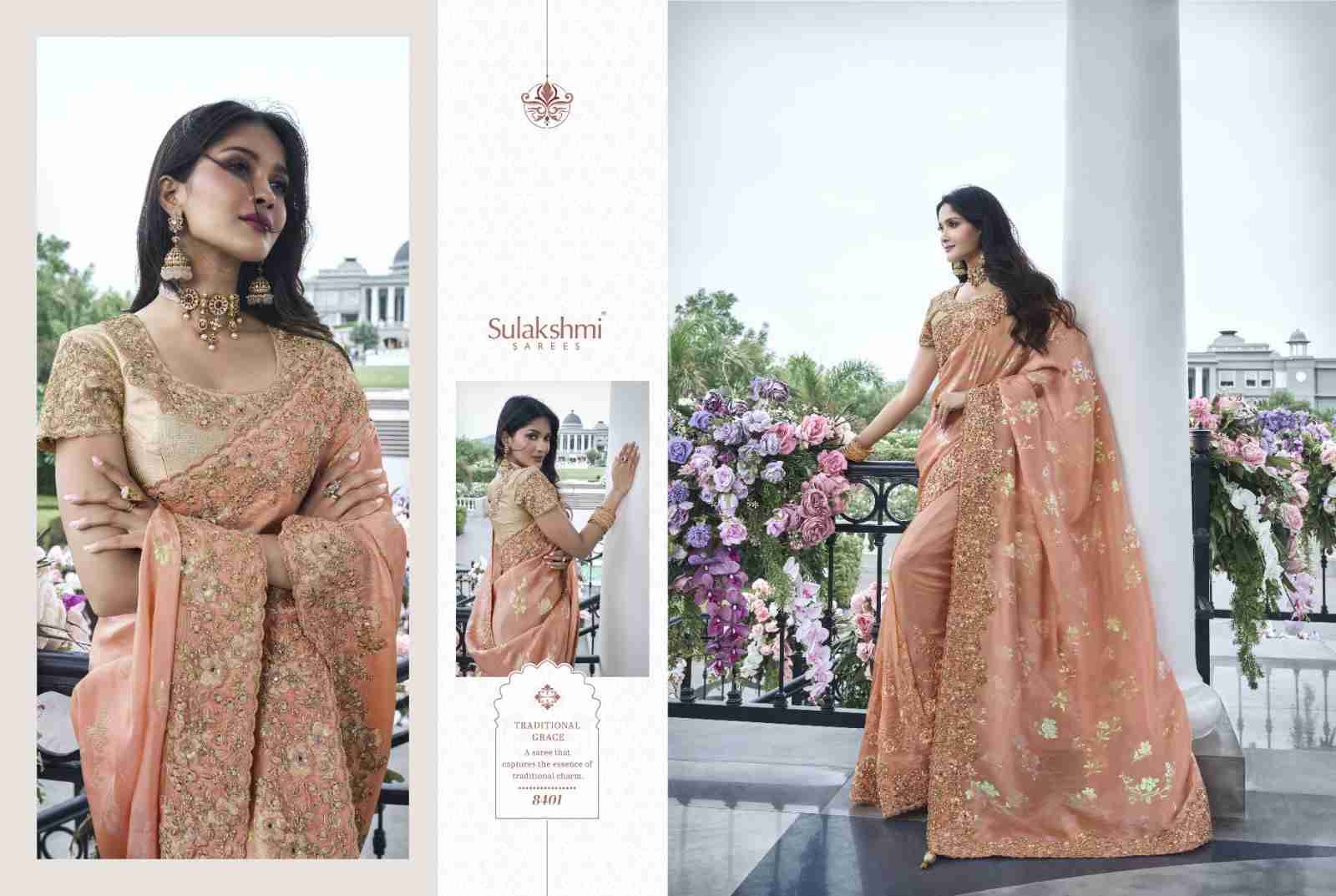 The Wedding Saga By Sulakshmi 8401 To 8412 Series Indian Traditional Wear Collection Beautiful Stylish Fancy Colorful Party Wear & Occasional Wear Fancy Sarees At Wholesale Price