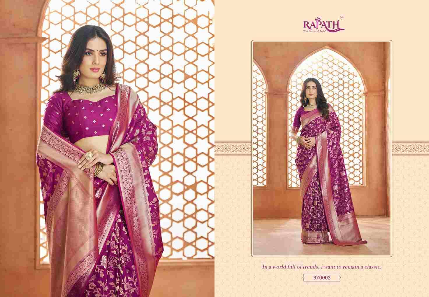 Savitri Vol-1 By Rajpath 970001 To 970006 Series Indian Traditional Wear Collection Beautiful Stylish Fancy Colorful Party Wear & Occasional Wear Silk Sarees At Wholesale Price