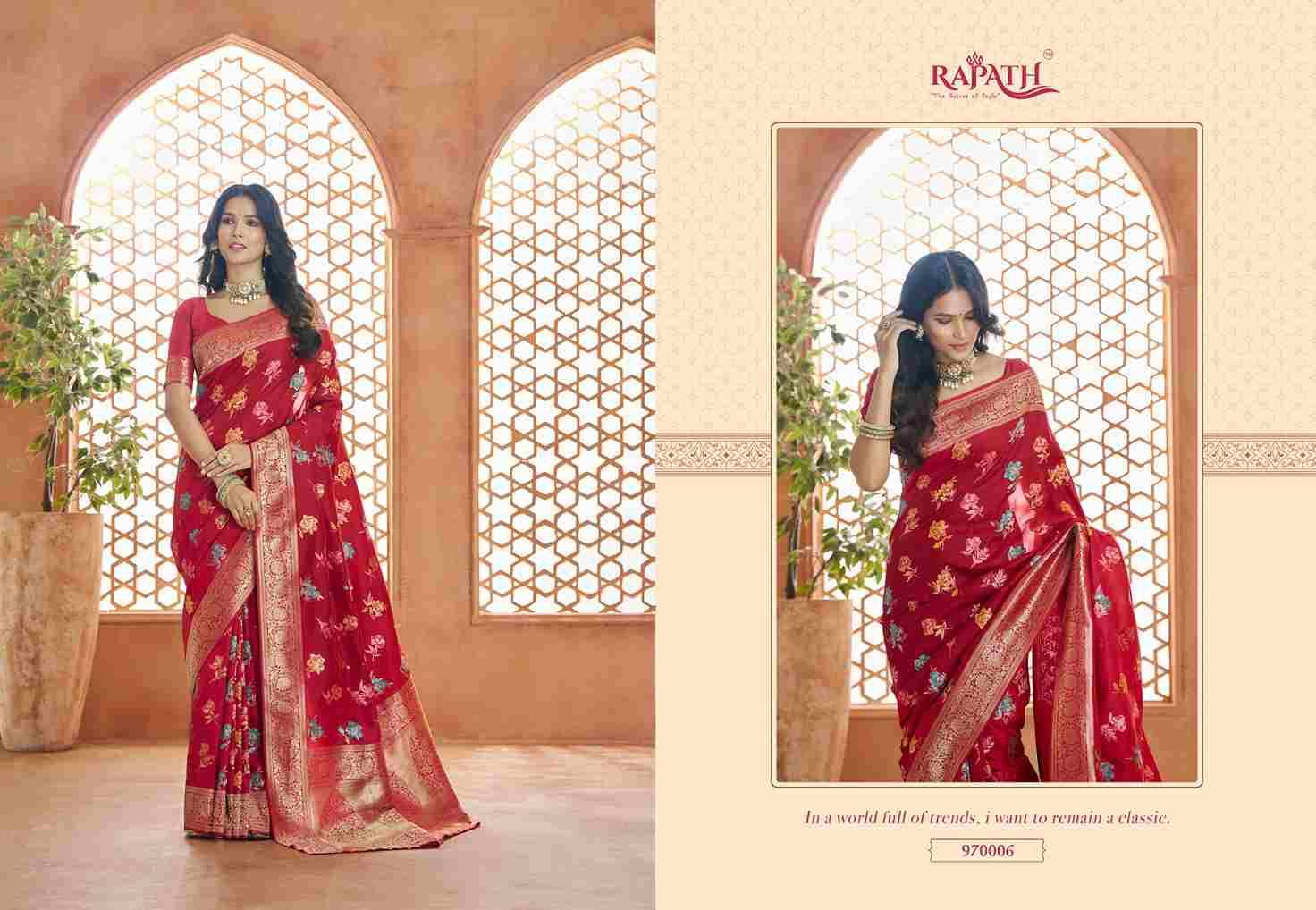 Savitri Vol-1 By Rajpath 970001 To 970006 Series Indian Traditional Wear Collection Beautiful Stylish Fancy Colorful Party Wear & Occasional Wear Silk Sarees At Wholesale Price