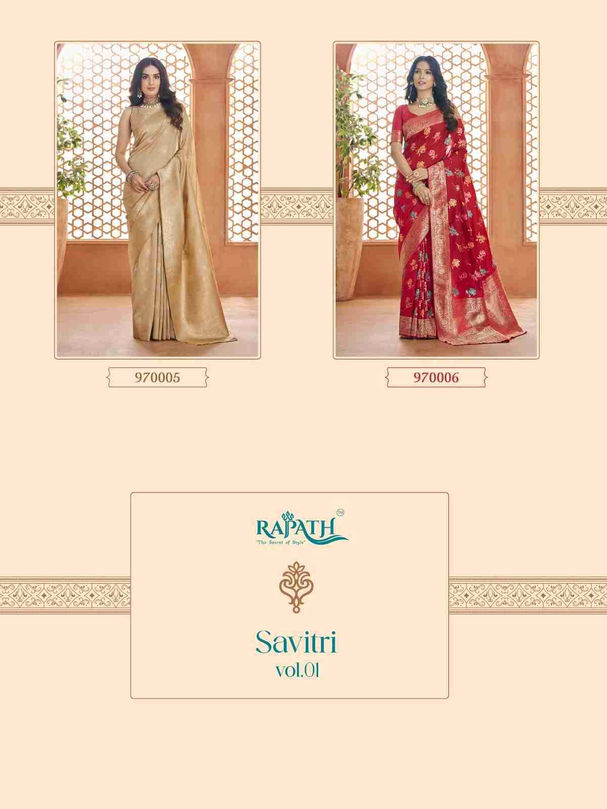 Savitri Vol-1 By Rajpath 970001 To 970006 Series Indian Traditional Wear Collection Beautiful Stylish Fancy Colorful Party Wear & Occasional Wear Silk Sarees At Wholesale Price