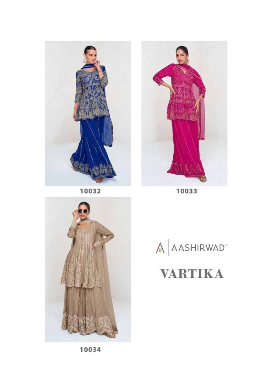 Vartika By Aashirwad Creation 10032 To 10034 Series Beautiful Festive Suits Colorful Stylish Fancy Casual Wear & Ethnic Wear Georgette Dresses At Wholesale Price