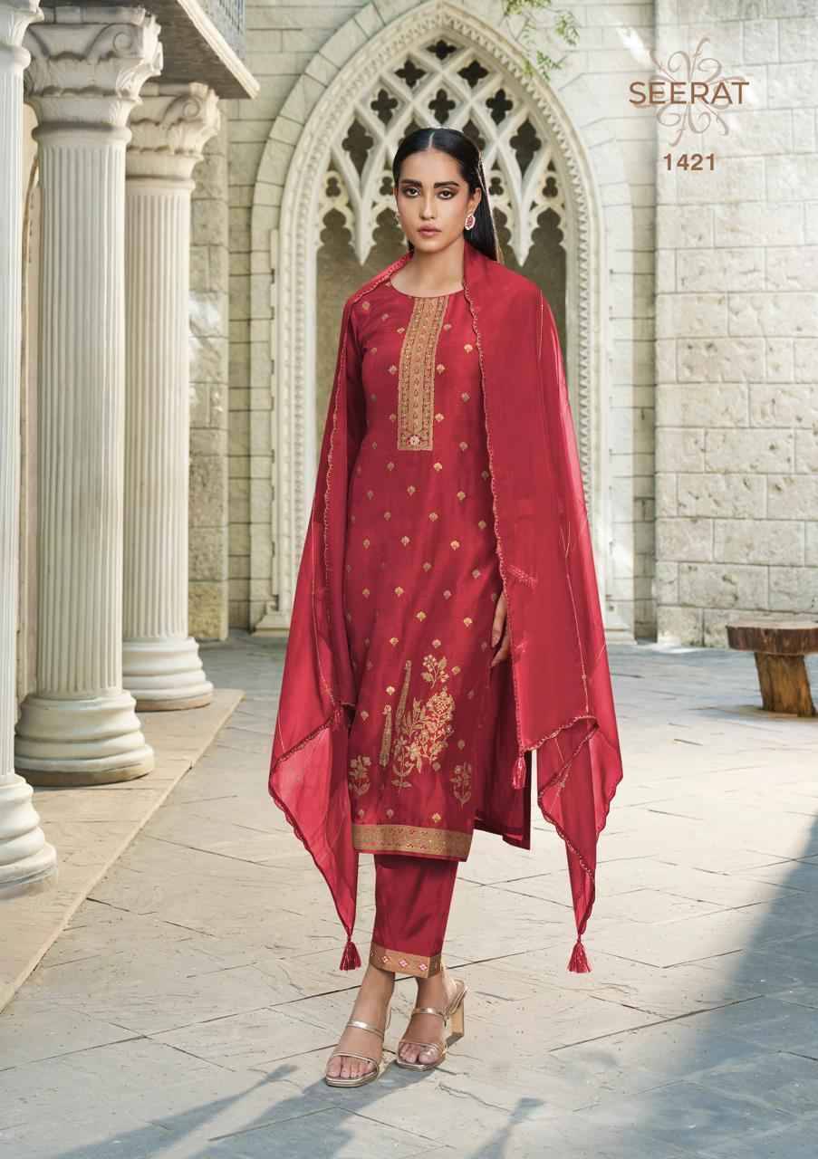 Seerat By Vinay Fashion 1421 To 1424 Series Designer Festive Suits Collection Beautiful Stylish Fancy Colorful Party Wear & Occasional Wear Pure Viscose Embroidered Dresses At Wholesale Price