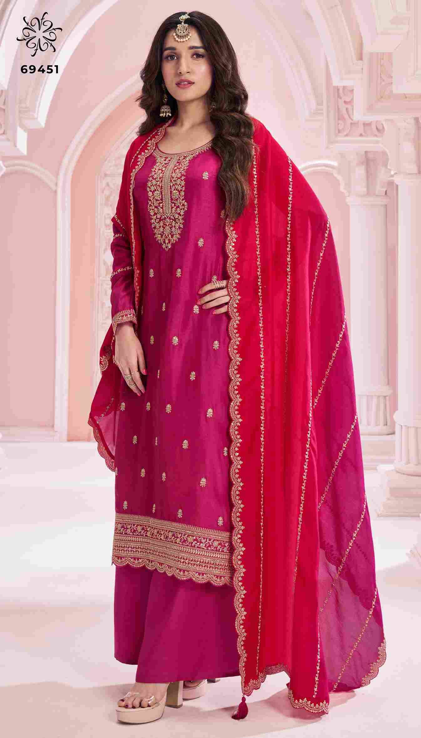 Suhaag By Vinay Fashion 69451 To 69454 Series Designer Festive Suits Collection Beautiful Stylish Fancy Colorful Party Wear & Occasional Wear Pure Silk Georgette Embroidered Dresses At Wholesale Price