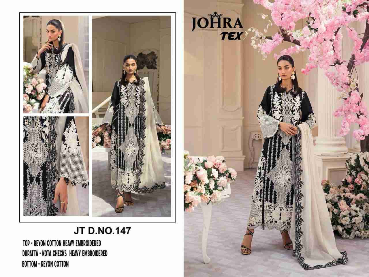 Johra Hit Design 147 Colours By Johra Tex 147-A To 147-C Series Beautiful Pakistani Suits Colorful Stylish Fancy Casual Wear & Ethnic Wear Rayon Cotton Embroidered Dresses At Wholesale Price