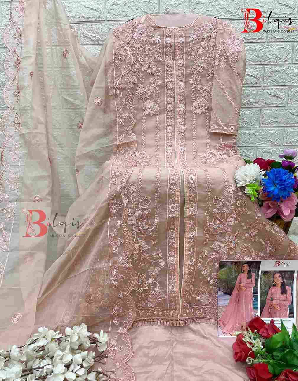 Bilqis 61 Colours By Bilqis 61-A To 61-D Series Beautiful Pakistani Suits Stylish Fancy Colorful Party Wear & Occasional Wear Organza Embroidery Dresses At Wholesale Price