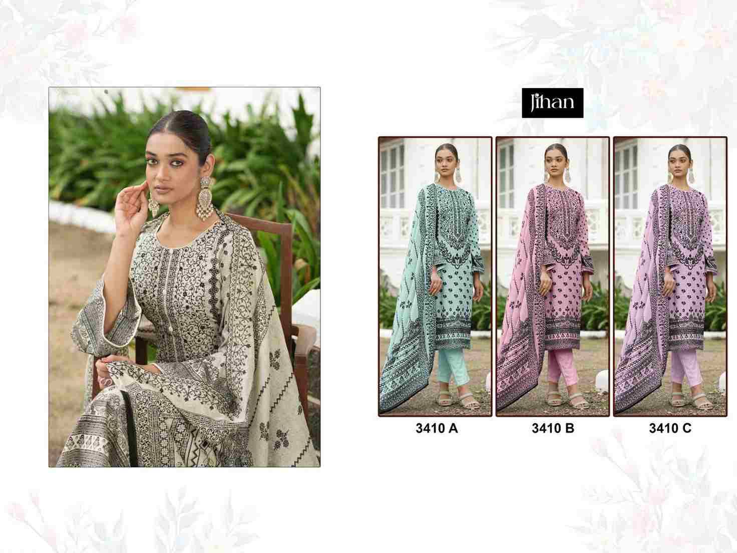 Jihan 3410 Colours By Jihan 3410 To 3410-C Series Beautiful Stylish Pakistani Suits Fancy Colorful Casual Wear & Ethnic Wear & Ready To Wear Pure Lawn Print Dresses At Wholesale Price