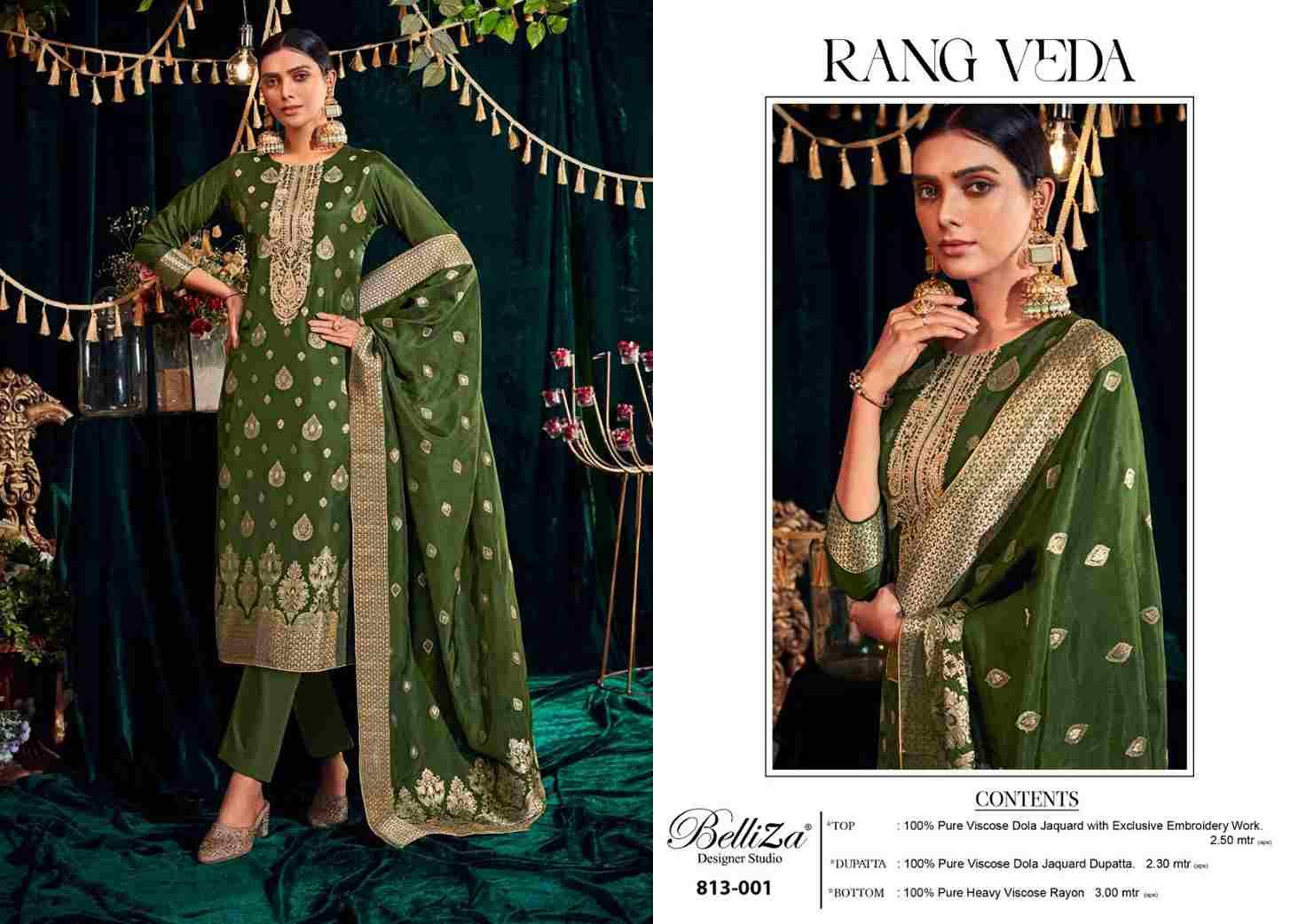 Rang Veda By Belliza 813-001 To 813-006 Series Beautiful Festive Suits Stylish Fancy Colorful Casual Wear & Ethnic Wear Pure Viscose Doa Jacquard Dresses At Wholesale Price