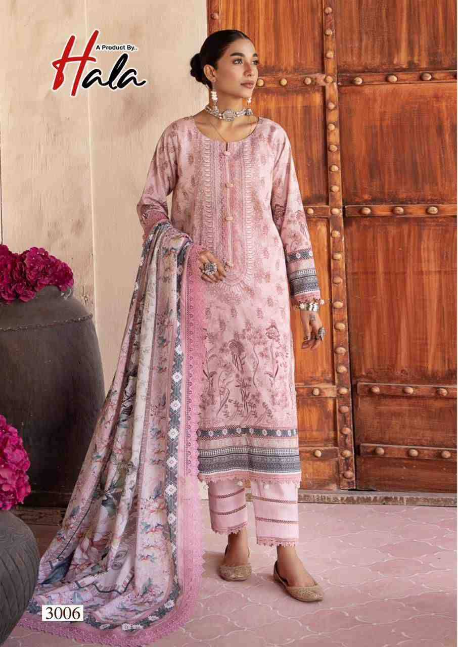 Ramsha Vol-3 By Hala 3001 To 3006 Series Beautiful Festive Suits Stylish Fancy Colorful Casual Wear & Ethnic Wear Pure Cotton Digital Print Dresses At Wholesale Price