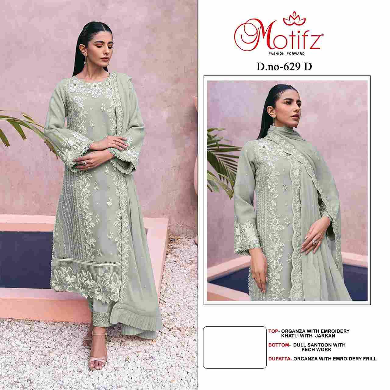 Motifz Hit Design 629 Colours By Motifz 629-A To 629-D Series Beautiful Pakistani Suits Colorful Stylish Fancy Casual Wear & Ethnic Wear Organza Dresses At Wholesale Price