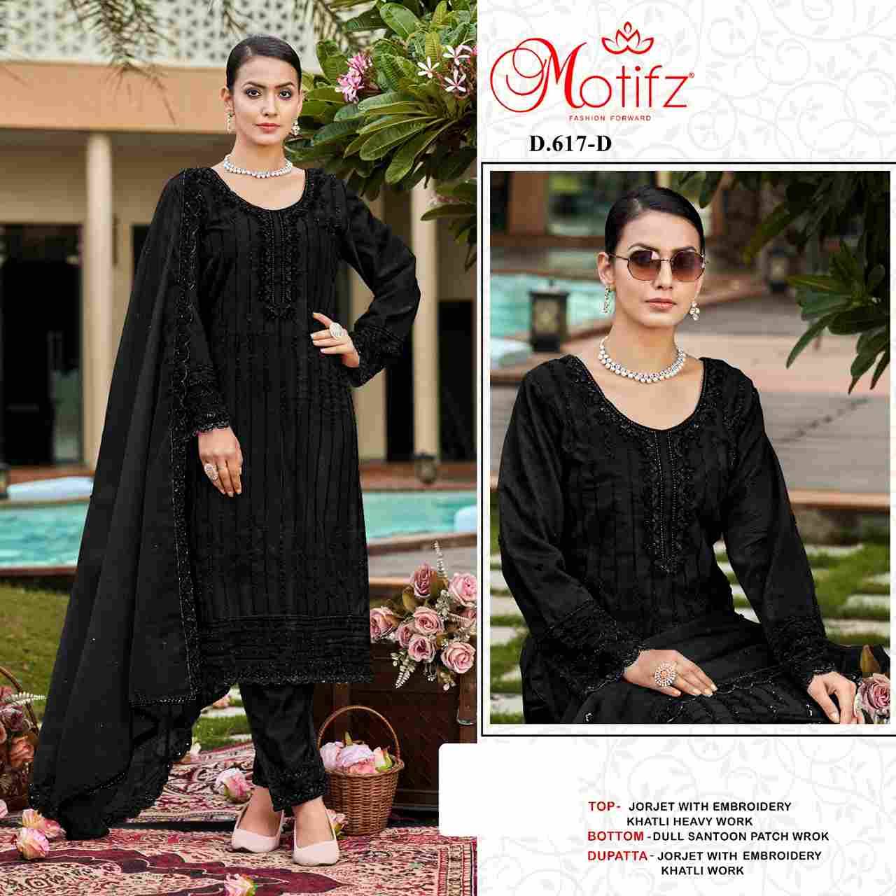 Motifz Hit Design 617 Colours By Motifz 617-A To 617-D Series Beautiful Pakistani Suits Colorful Stylish Fancy Casual Wear & Ethnic Wear Georgette Dresses At Wholesale Price