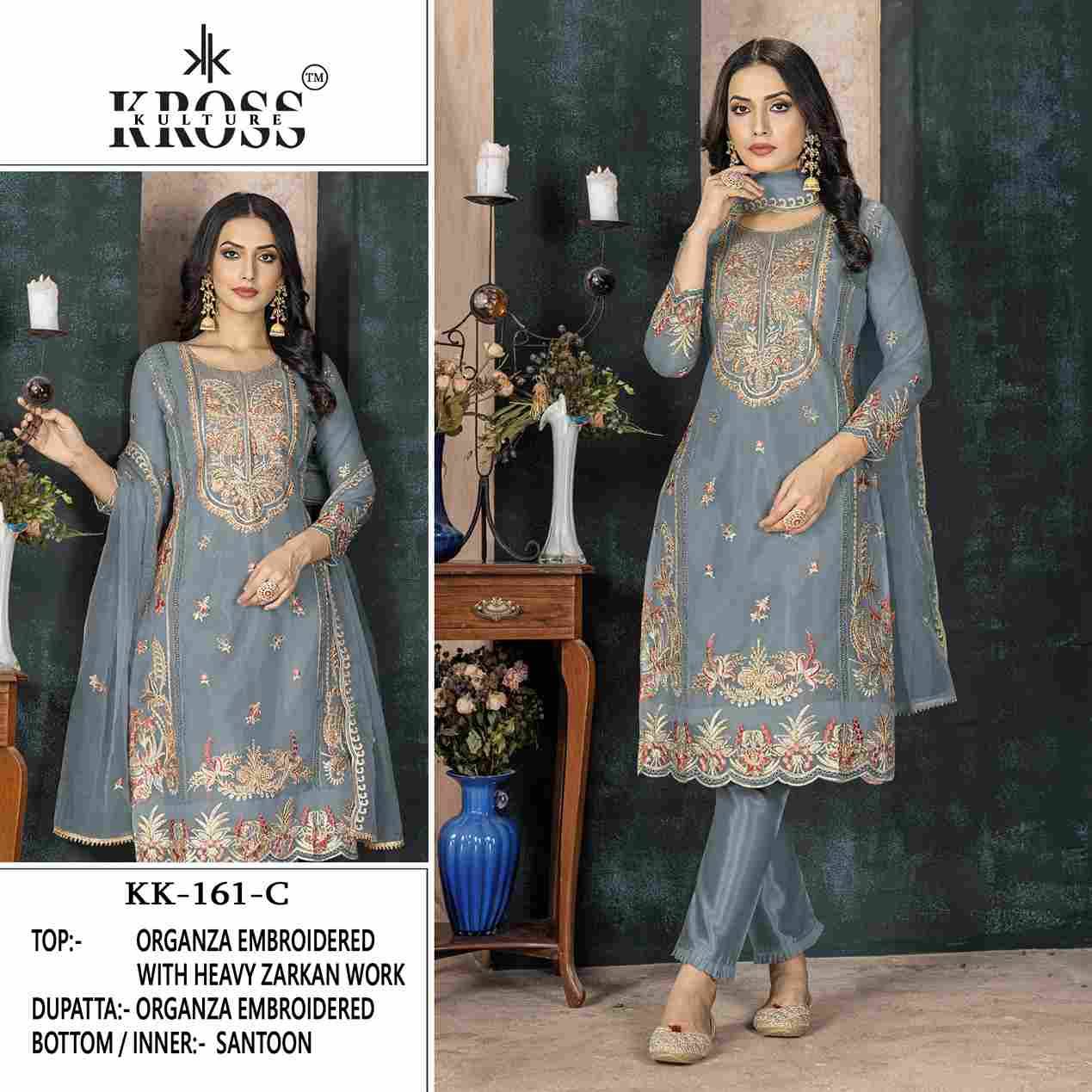 Kross Kulture Hit Design 161 Colours By Kross Kulture 161-A To 161-D Series Beautiful Pakistani Suits Colorful Stylish Fancy Casual Wear & Ethnic Wear Organza With Embroidered Dresses At Wholesale Price