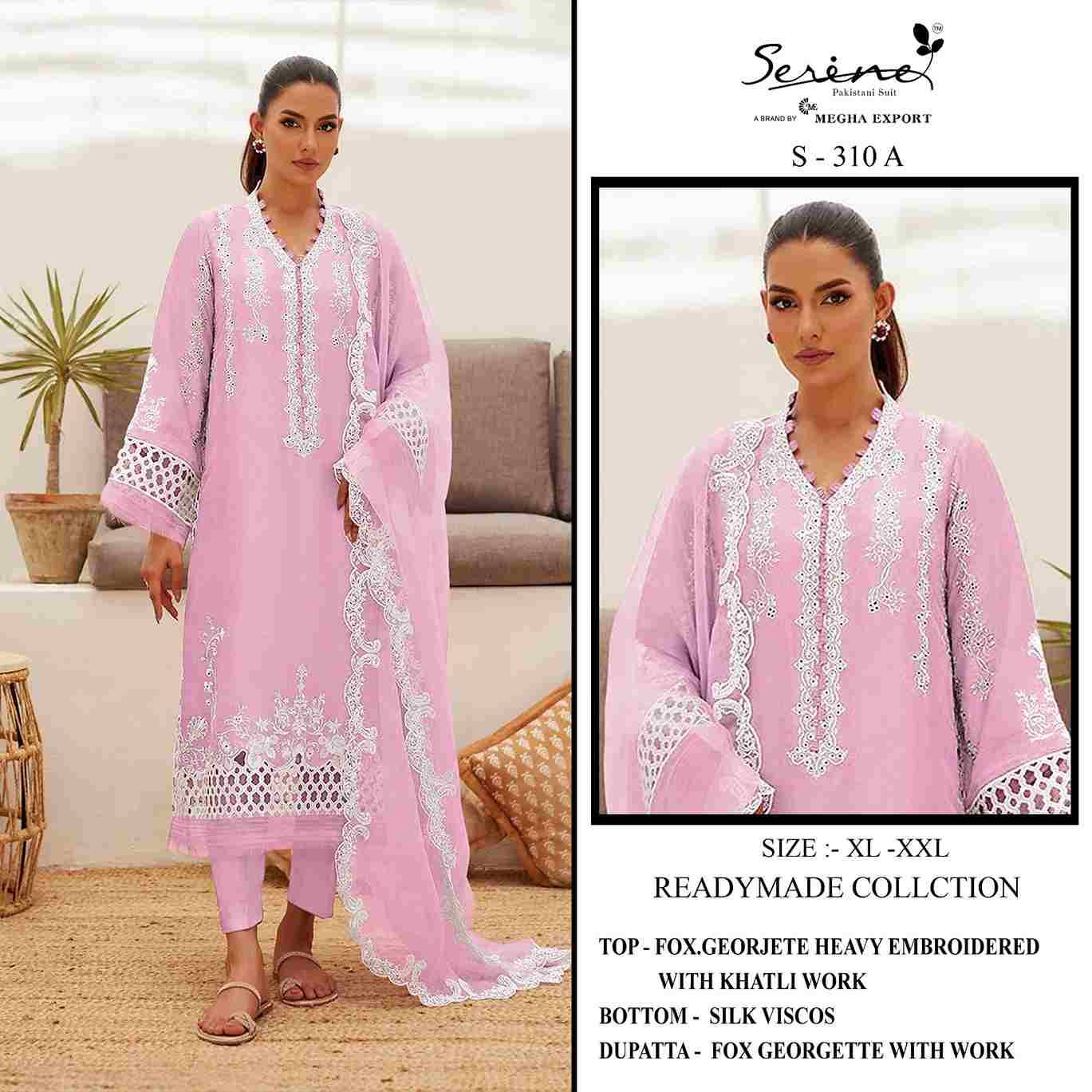 Serene Hit Design S-310 Colours By Serene S-310-A To S-310-D Series Designer Pakistani Suits Beautiful Fancy Colorful Stylish Party Wear & Occasional Wear Faux Georgette Embroidered Dresses At Wholesale Price