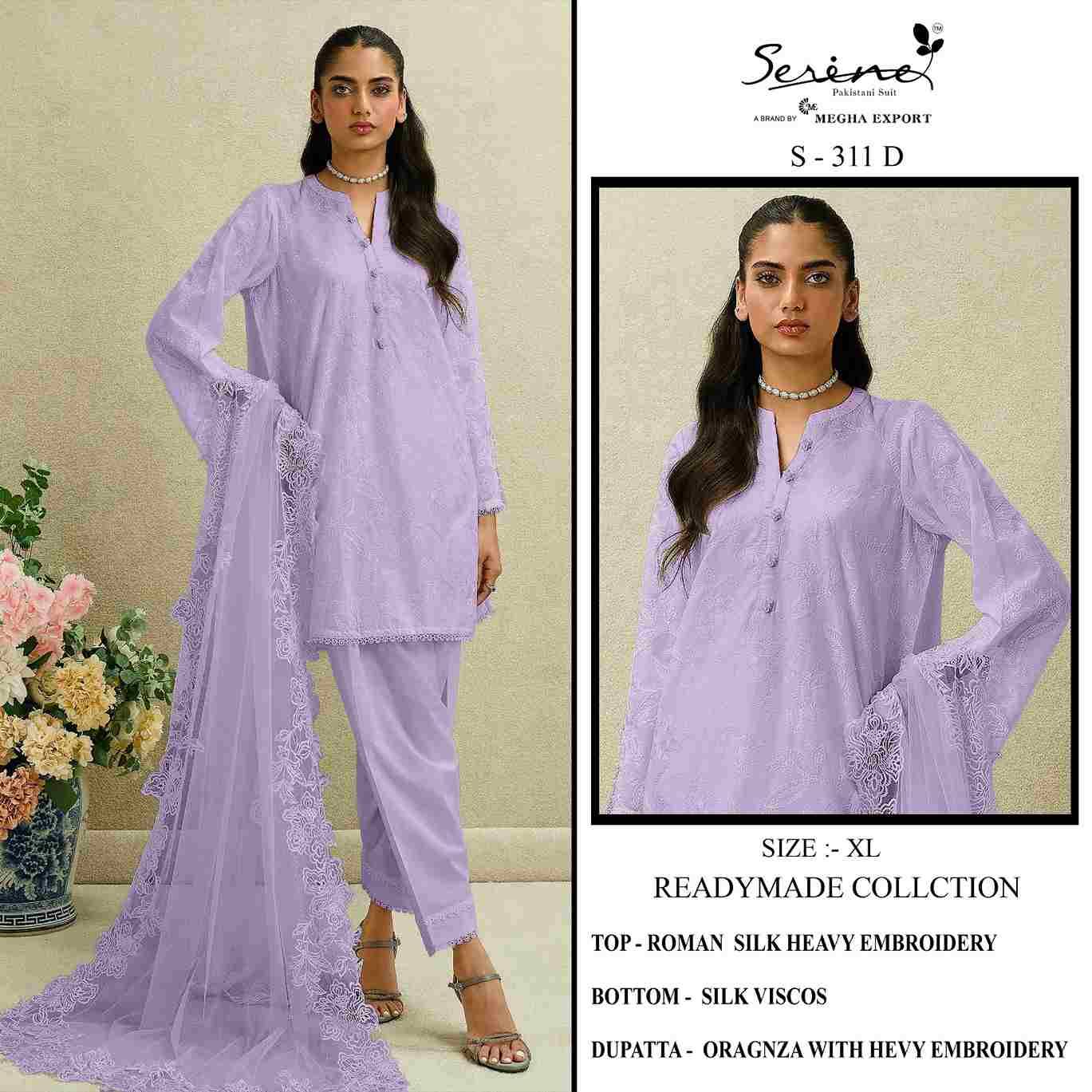 Serene Hit Design S-311 Colours By Serene S-311-A To S-311-D Series Designer Pakistani Suits Beautiful Fancy Colorful Stylish Party Wear & Occasional Wear Roman Silk Embroidered Dresses At Wholesale Price