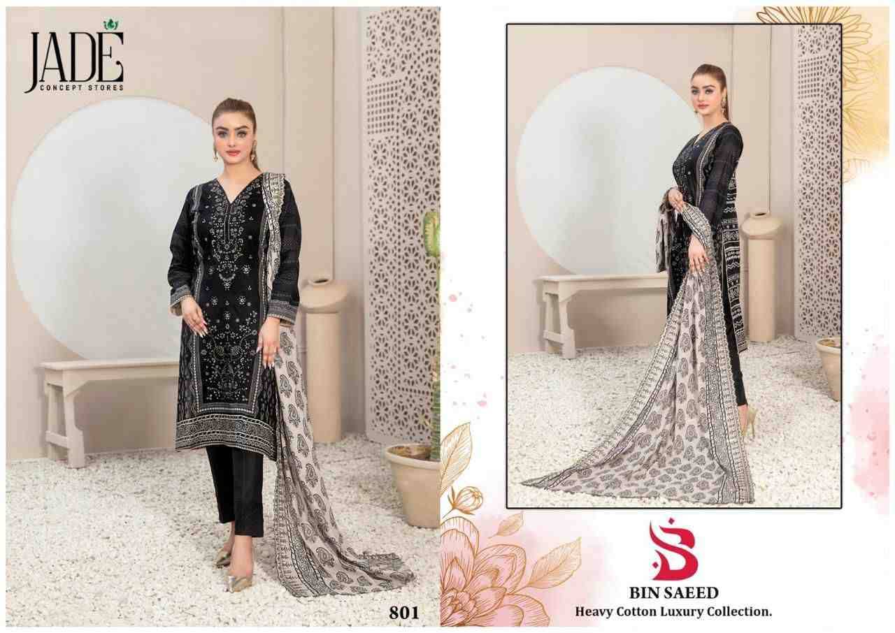 Bin Saeed Vol-8 By Jade 801 To 806 Series Beautiful Festive Suits Stylish Fancy Colorful Casual Wear & Ethnic Wear Pure Lawn Cotton Print Dresses At Wholesale Price