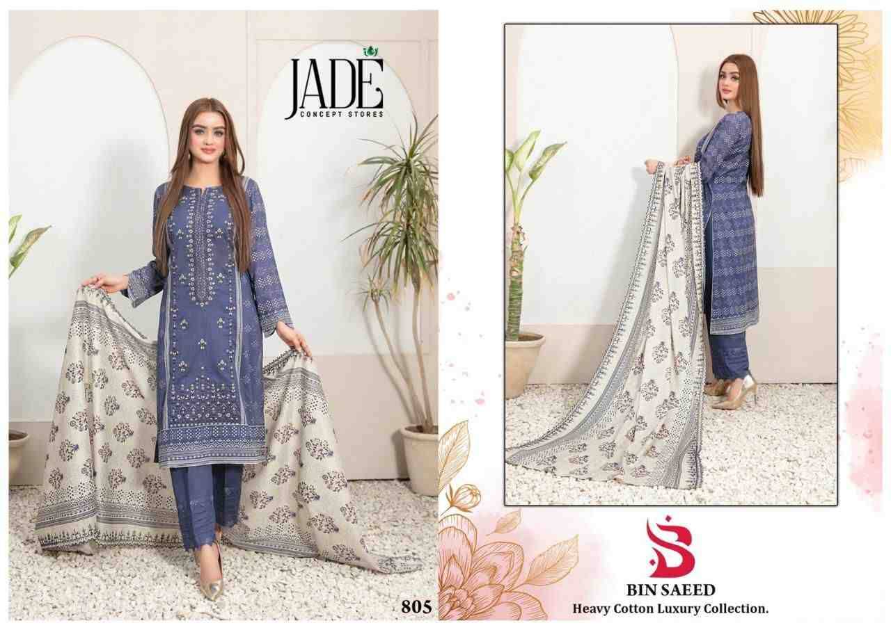 Bin Saeed Vol-8 By Jade 801 To 806 Series Beautiful Festive Suits Stylish Fancy Colorful Casual Wear & Ethnic Wear Pure Lawn Cotton Print Dresses At Wholesale Price