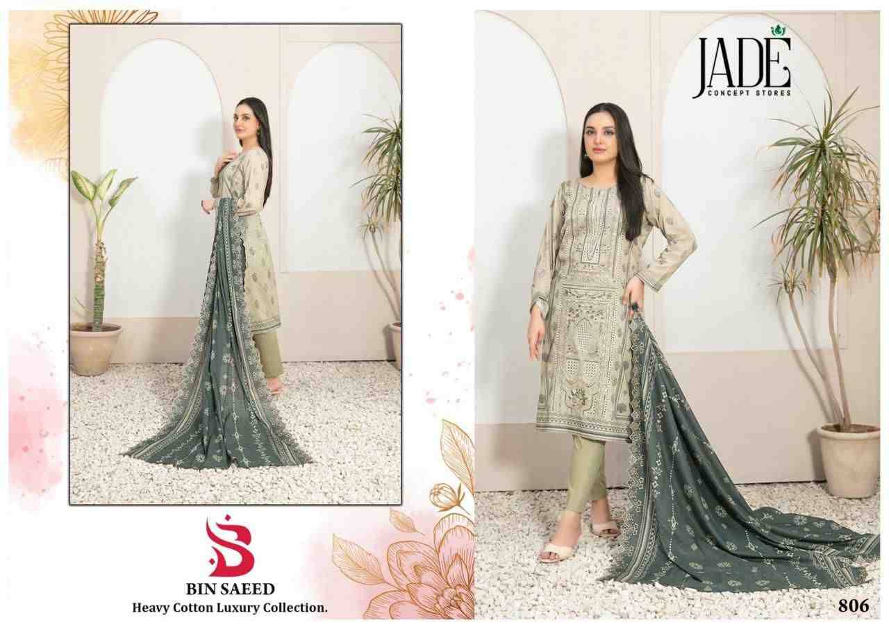 Bin Saeed Vol-8 By Jade 801 To 806 Series Beautiful Festive Suits Stylish Fancy Colorful Casual Wear & Ethnic Wear Pure Lawn Cotton Print Dresses At Wholesale Price