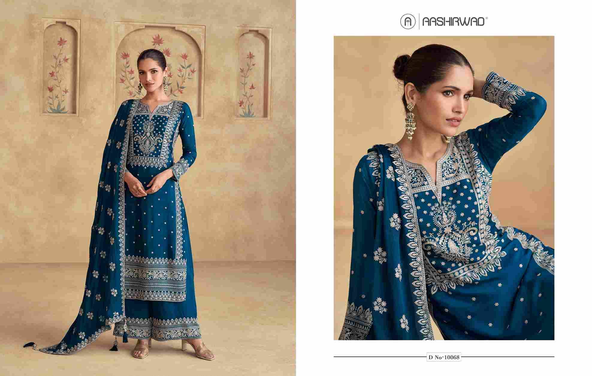 Amara By Aashirwad Creation 10067 To 10068 Series Beautiful Festive Suits Colorful Stylish Fancy Casual Wear & Ethnic Wear Chinnon Silk Dresses At Wholesale Price