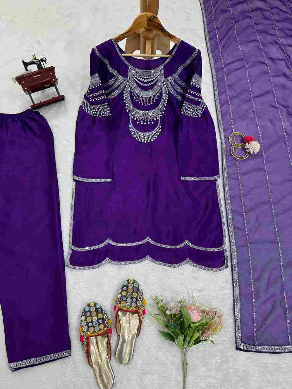 R-5755  By Fashid Wholesale Beautiful Stylish Fancy Colorful Casual Wear & Ethnic Wear Chinnon Silk Dresses With Bottom At Wholesale Price