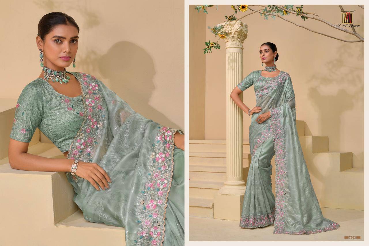 M.N. Sarees 7501 Series By M.N. Sarees 7501 To 7513 Series Designer Beautiful Festive Collection Occasional Wear & Party Wear Fancy Lehengas At Wholesale Price