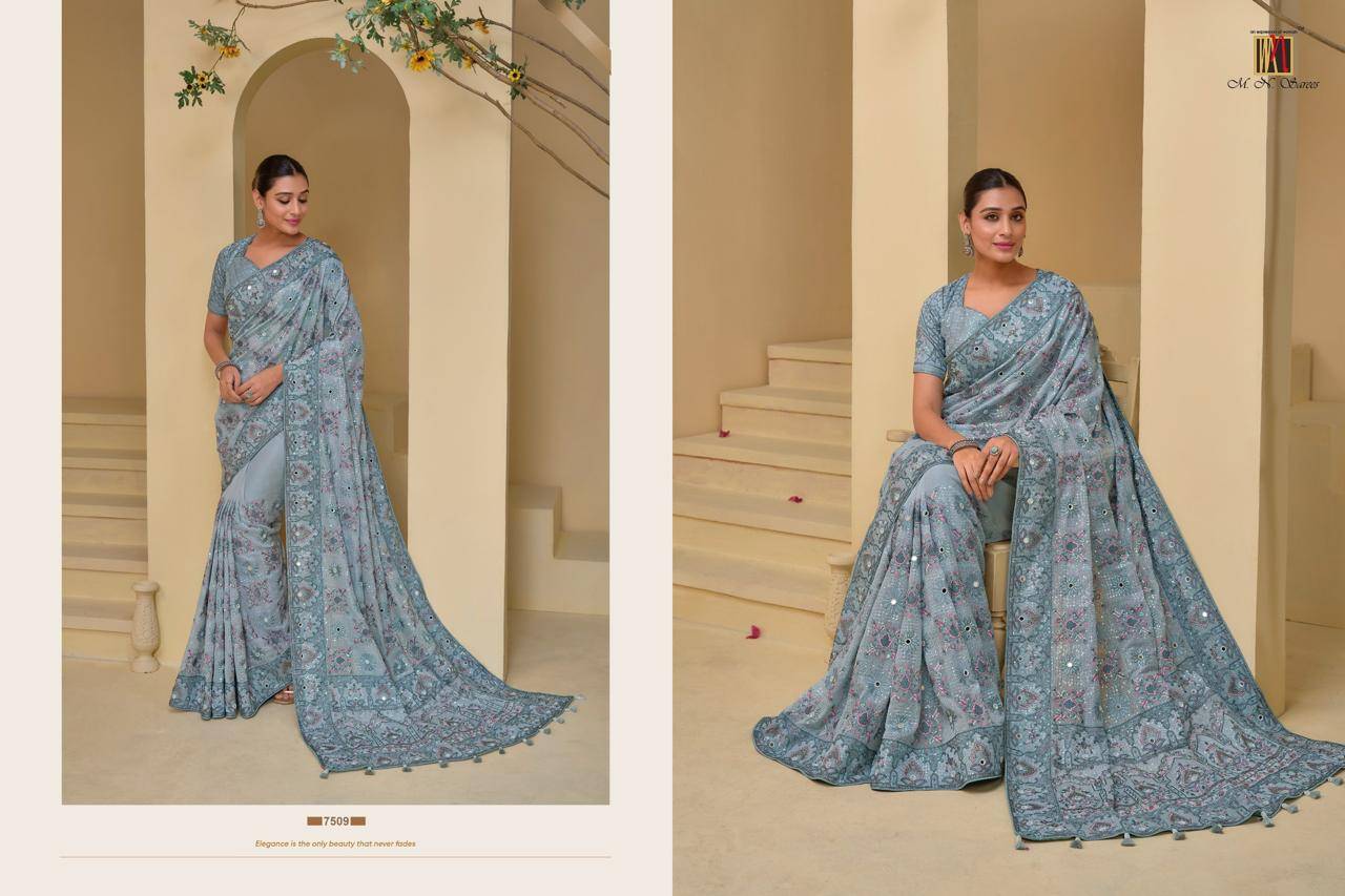 M.N. Sarees 7501 Series By M.N. Sarees 7501 To 7513 Series Designer Beautiful Festive Collection Occasional Wear & Party Wear Fancy Lehengas At Wholesale Price