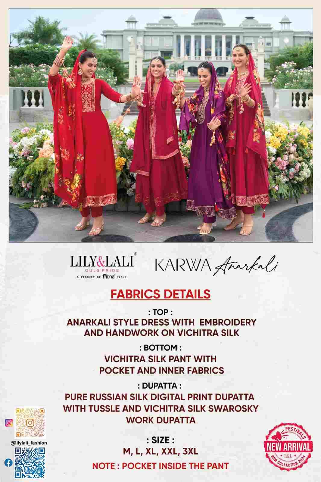 Karwa Anarkali By Lily And Lali 22501 To 22506 Series Designer Festive Suits Collection Beautiful Stylish Fancy Colorful Party Wear & Occasional Wear Vichitra Silk Dresses At Wholesale Price