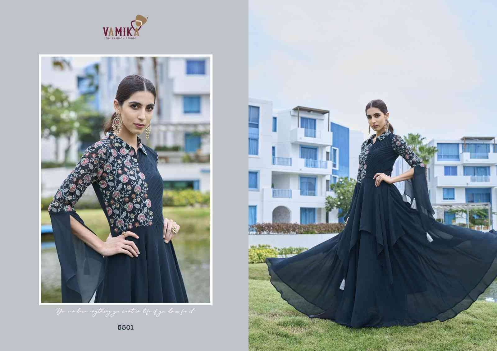 Mirza By Vamika 5501 To 5504 Series Beautiful Stylish Fancy Colorful Casual Wear & Ethnic Wear Heavy Georgette Gowns At Wholesale Price