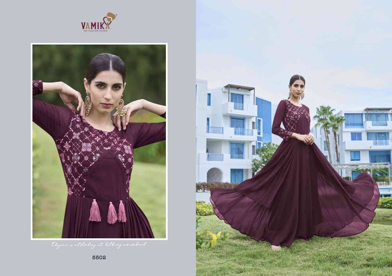 Mirza By Vamika 5501 To 5504 Series Beautiful Stylish Fancy Colorful Casual Wear & Ethnic Wear Heavy Georgette Gowns At Wholesale Price