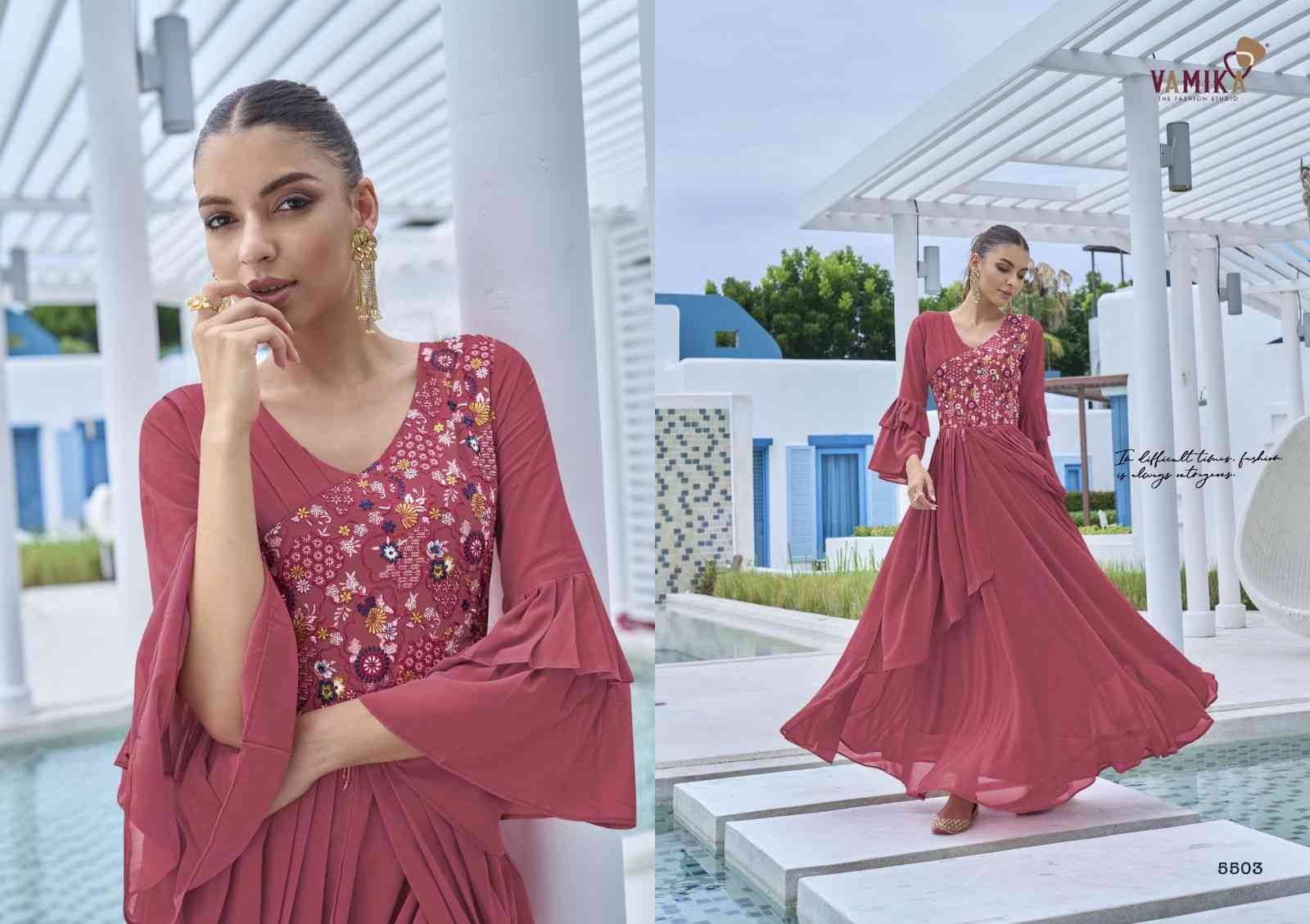 Mirza By Vamika 5501 To 5504 Series Beautiful Stylish Fancy Colorful Casual Wear & Ethnic Wear Heavy Georgette Gowns At Wholesale Price