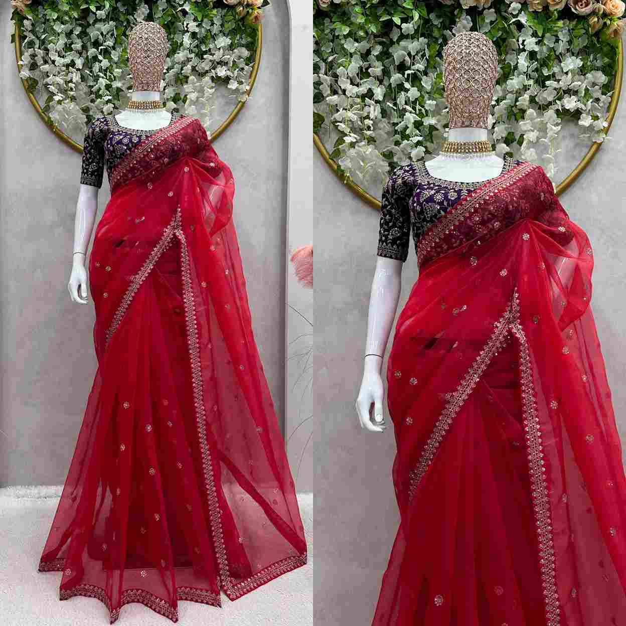 K-483 By Fashid Wholesale Indian Traditional Wear Collection Beautiful Stylish Fancy Colorful Party Wear & Occasional Wear Heavy Organza Silk Sarees At Wholesale Price