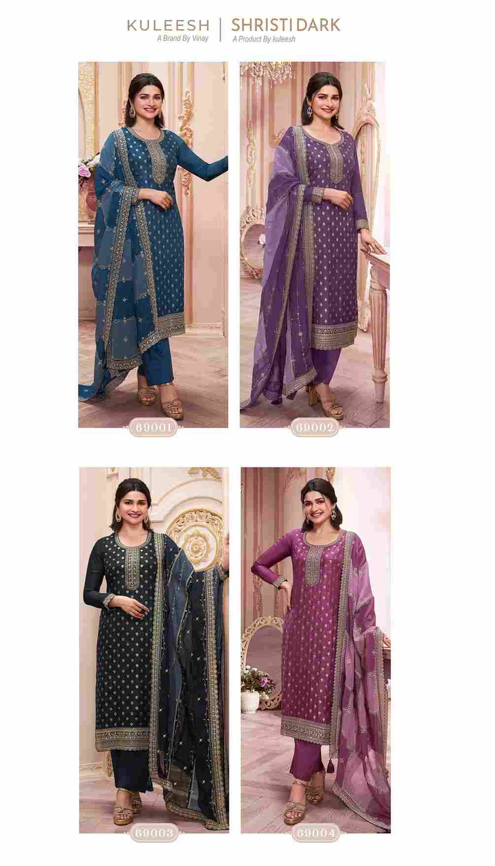 Shristi Dark By Vinay Fashion 69001 To 69004 Series Designer Festive Festive Suits Collection Beautiful Stylish Fancy Colorful Party Wear & Occasional Wear Dola Jacquard Dresses At Wholesale Price