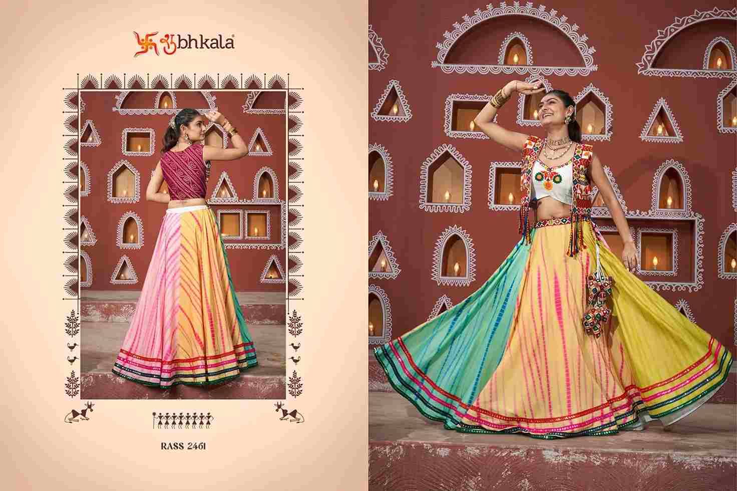 Raas Vol-17 By Shubhkala 2461 To 2464 Series Navratri Wear Collection Beautiful Stylish Colorful Fancy Party Wear & Occasional Wear Viscose Rayon/Silk Lehengas At Wholesale Price