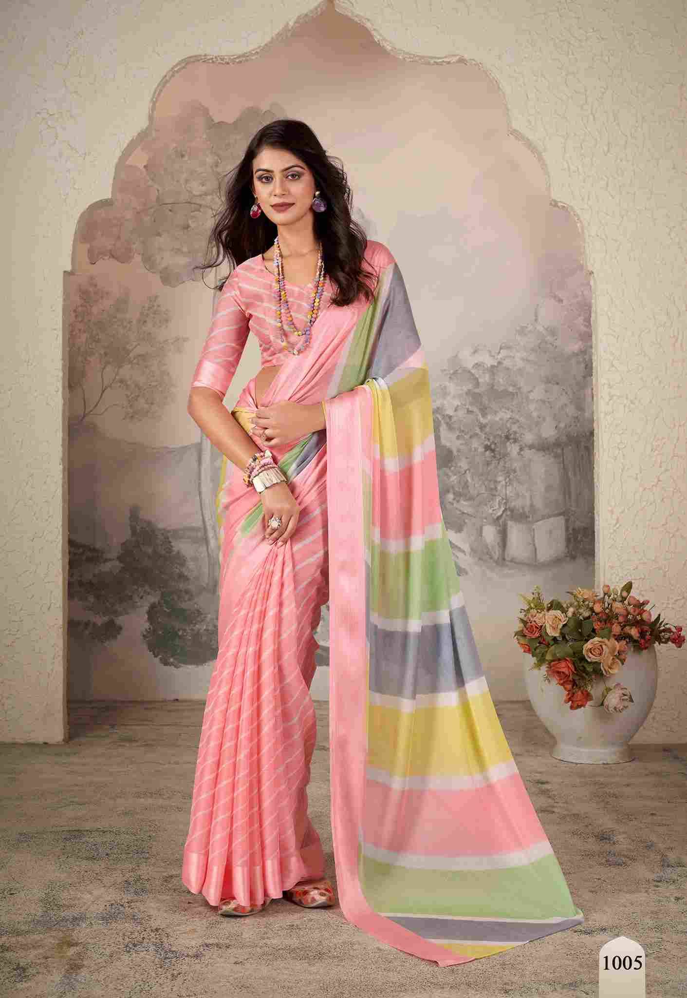 Aavi By Dhaga 1001 To 1008 Series Indian Traditional Wear Collection Beautiful Stylish Fancy Colorful Party Wear & Occasional Wear Chiffon Sarees At Wholesale Price