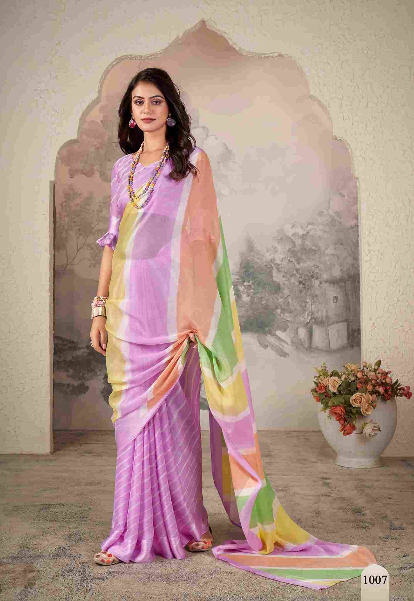 Aavi By Dhaga 1001 To 1008 Series Indian Traditional Wear Collection Beautiful Stylish Fancy Colorful Party Wear & Occasional Wear Chiffon Sarees At Wholesale Price