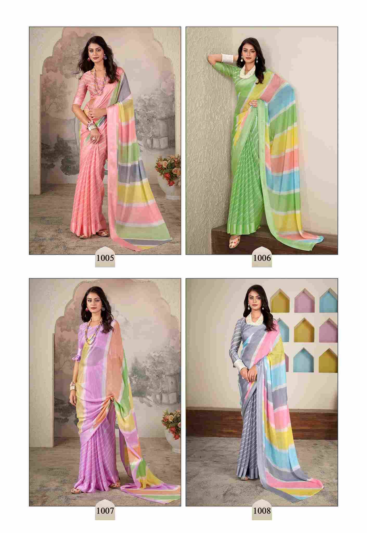 Aavi By Dhaga 1001 To 1008 Series Indian Traditional Wear Collection Beautiful Stylish Fancy Colorful Party Wear & Occasional Wear Chiffon Sarees At Wholesale Price