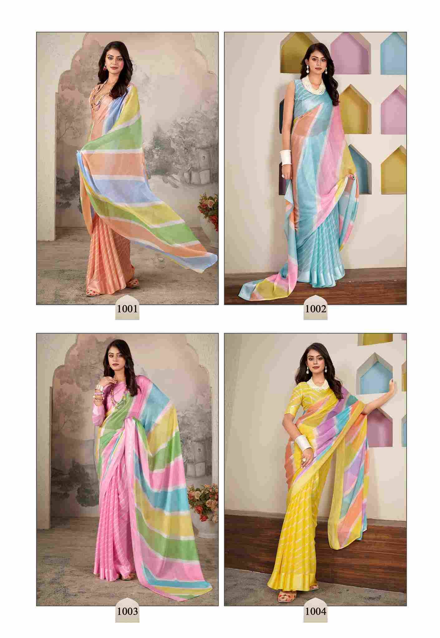 Aavi By Dhaga 1001 To 1008 Series Indian Traditional Wear Collection Beautiful Stylish Fancy Colorful Party Wear & Occasional Wear Chiffon Sarees At Wholesale Price