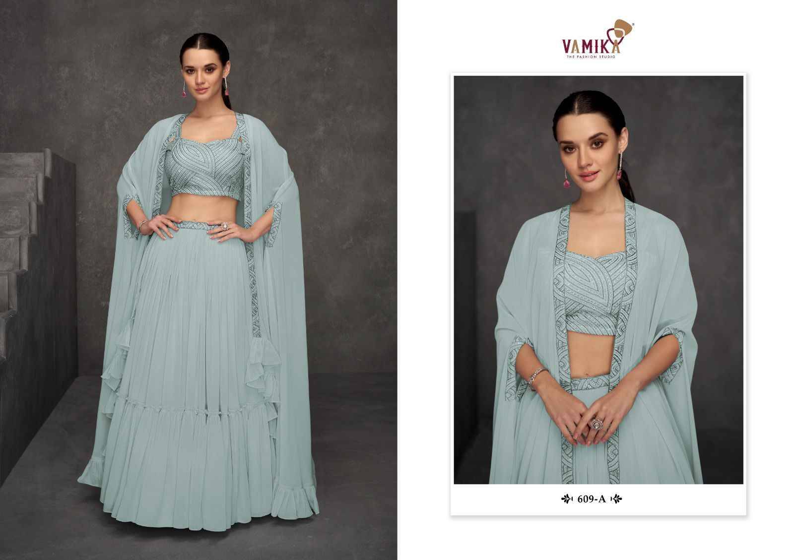 Celebrity Vol-4 By Vamika 609-A To 609-D Series Designer Beautiful Navratri Collection Occasional Wear & Party Wear Fancy Lehengas At Wholesale Price