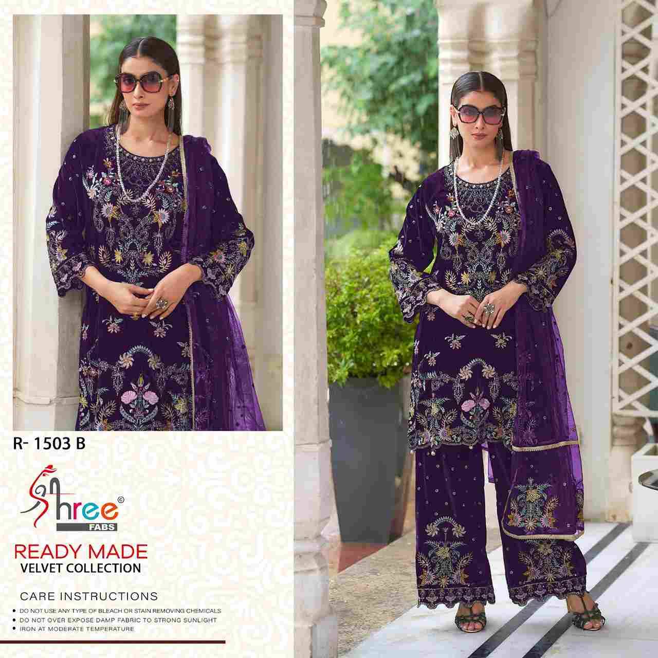 Shree Fabs Hit Design R-1503 Colours By Shree Fabs R-1503-A To R-1503-D Series Beautiful Pakistani Suits Stylish Fancy Colorful Party Wear & Occasional Wear Velvet Embroidered Dresses At Wholesale Price