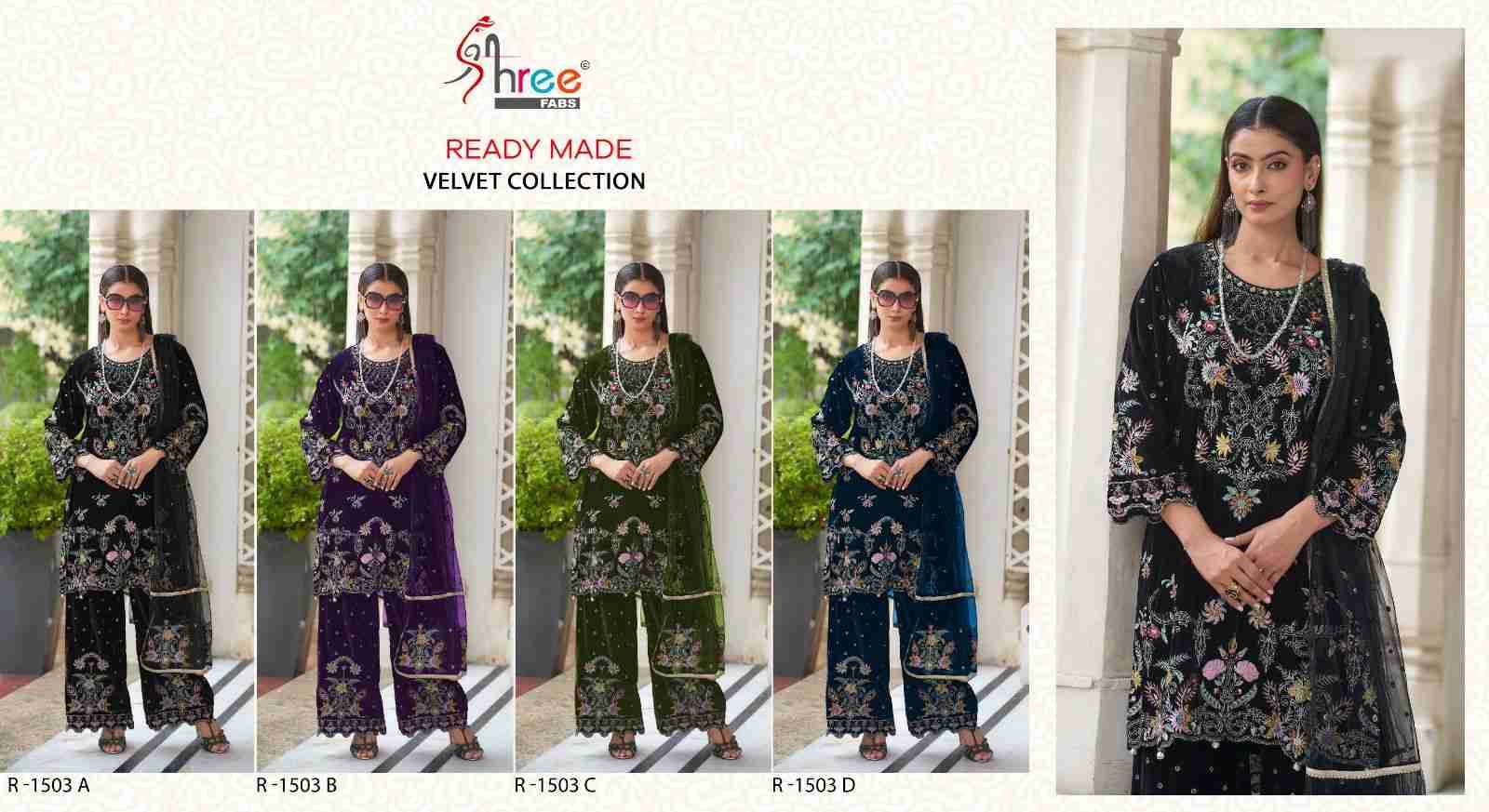 Shree Fabs Hit Design R-1503 Colours By Shree Fabs R-1503-A To R-1503-D Series Beautiful Pakistani Suits Stylish Fancy Colorful Party Wear & Occasional Wear Velvet Embroidered Dresses At Wholesale Price