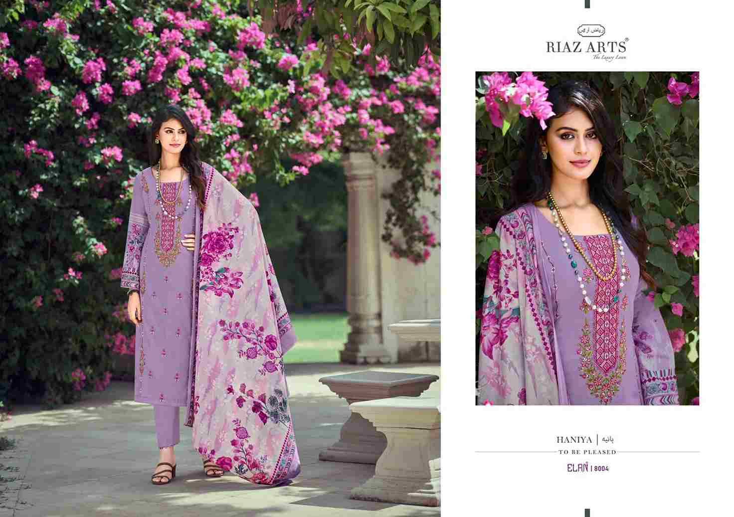 Elan By Riaz Arts 8001 To 8007 Series Wholesale Designer Pakistani Suits Collection Beautiful Stylish Fancy Colorful Party Wear & Occasional Wear Pure Lawn Cambric Print With Embroidered Dresses At Wholesale Price