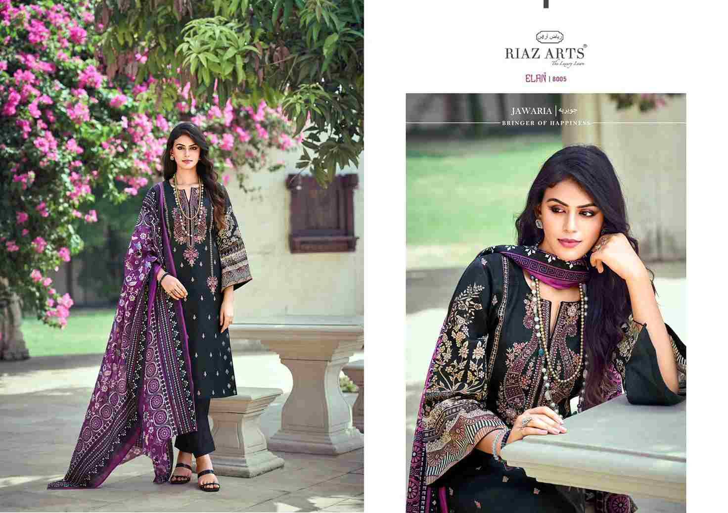 Elan By Riaz Arts 8001 To 8007 Series Wholesale Designer Pakistani Suits Collection Beautiful Stylish Fancy Colorful Party Wear & Occasional Wear Pure Lawn Cambric Print With Embroidered Dresses At Wholesale Price