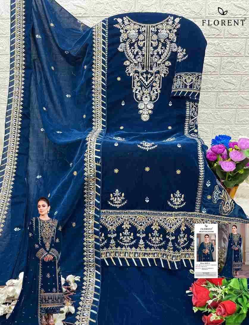 Florent 1015 Colours By Fashid Wholesale 1015-A To 1015-D Series Pakistani Suits Beautiful Fancy Colorful Stylish Party Wear & Occasional Wear Velvet Embroidery Dresses At Wholesale Price