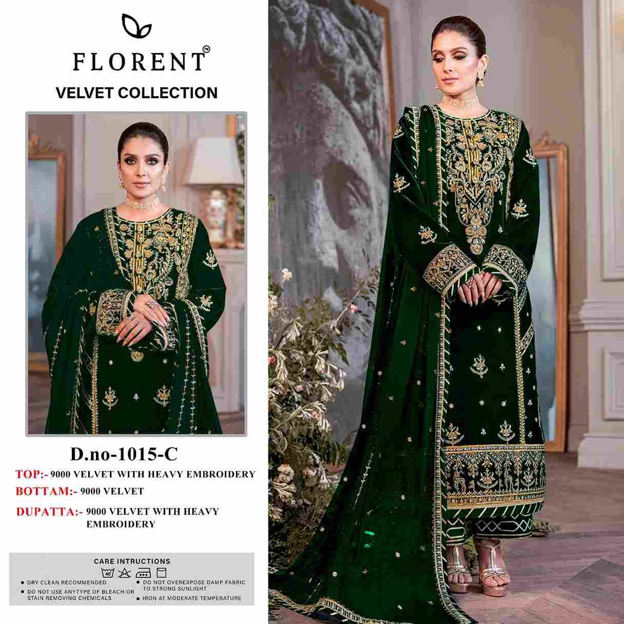 Florent 1015 Colours By Fashid Wholesale 1015-A To 1015-D Series Pakistani Suits Beautiful Fancy Colorful Stylish Party Wear & Occasional Wear Velvet Embroidery Dresses At Wholesale Price