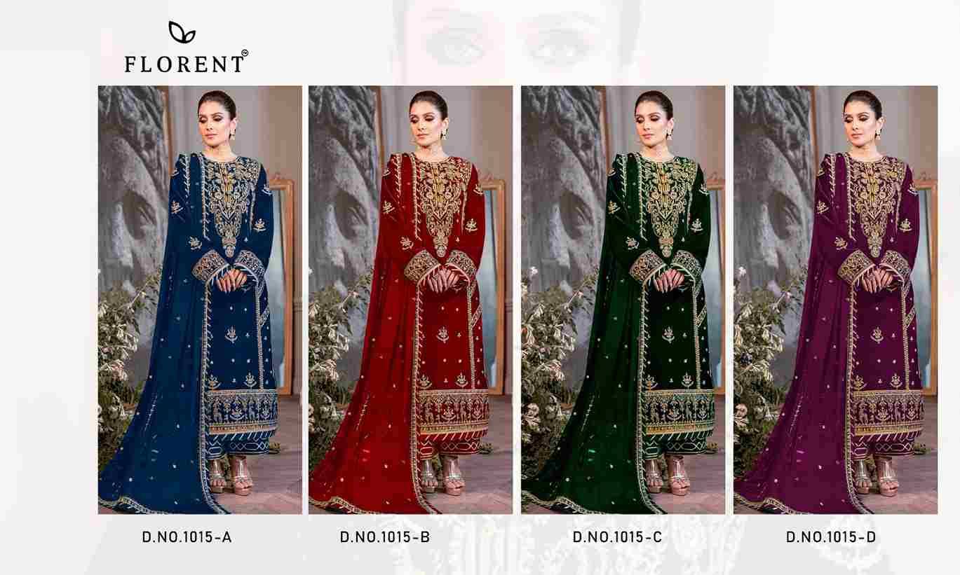 Florent 1015 Colours By Fashid Wholesale 1015-A To 1015-D Series Pakistani Suits Beautiful Fancy Colorful Stylish Party Wear & Occasional Wear Velvet Embroidery Dresses At Wholesale Price