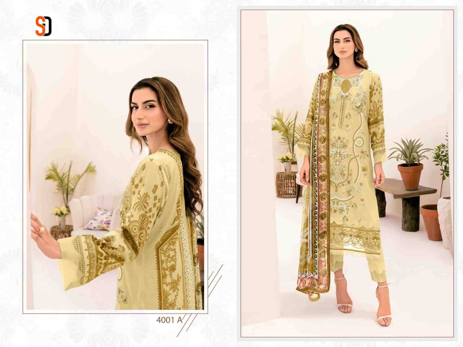 Chevron Vol-4 By Shraddha Designer 4001-A To 4001-D Series Series Beautiful Pakistani Suits Stylish Fancy Colorful Party Wear & Occasional Wear Pure Cotton Print Embroidered Dresses At Wholesale Price