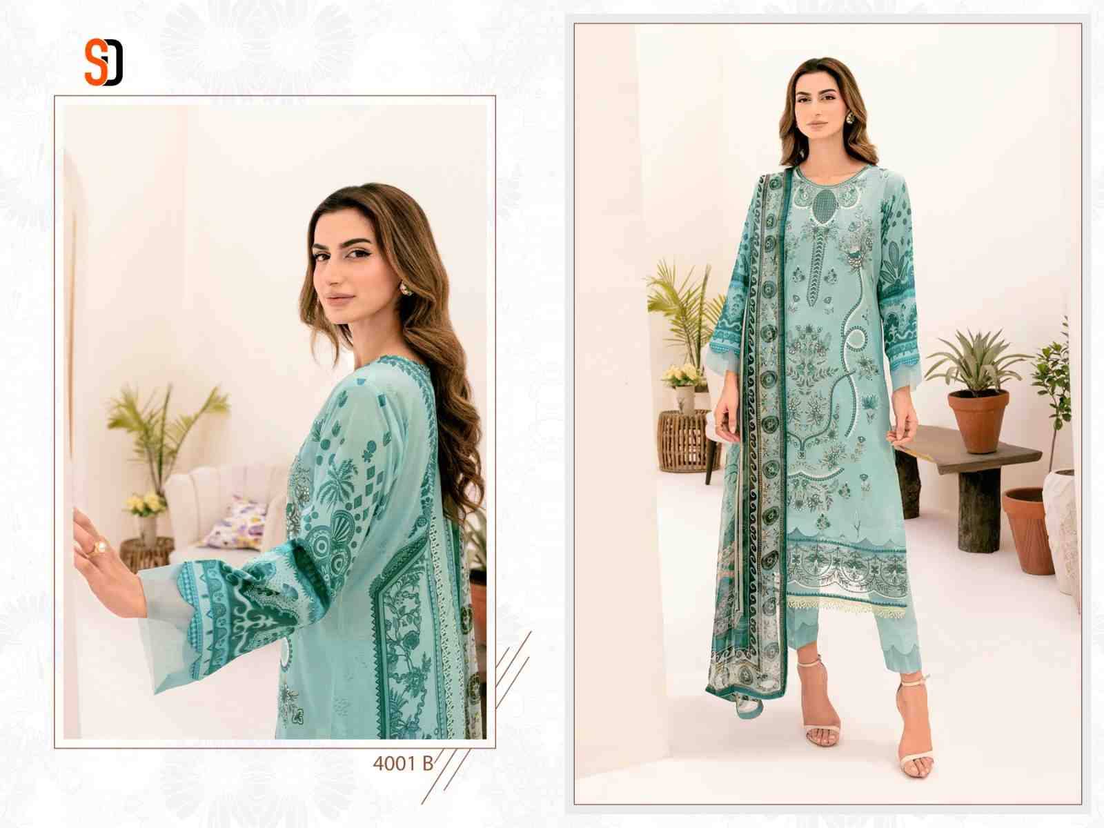 Chevron Vol-4 By Shraddha Designer 4001-A To 4001-D Series Series Beautiful Pakistani Suits Stylish Fancy Colorful Party Wear & Occasional Wear Pure Cotton Print Embroidered Dresses At Wholesale Price